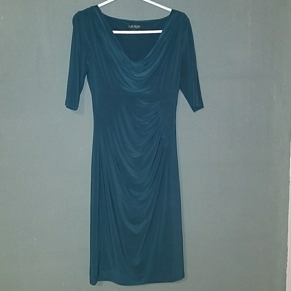 Ralph Lauren Dresses & Skirts - Ralph Lauren Dark Green Cowl Neck Dress